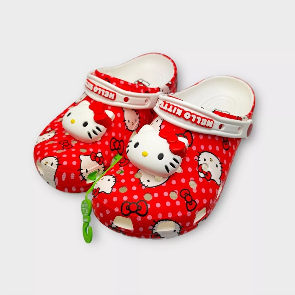 Crocs Clog HELLO KITTY Classic Womens Red Sandals Shoes Christmas size w8 w9